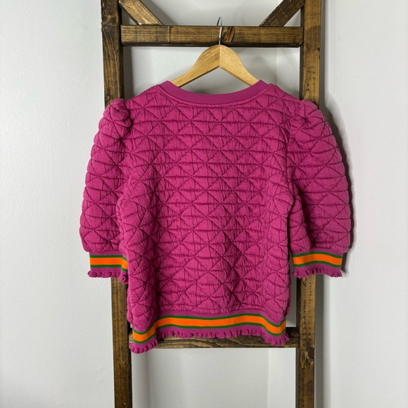 VOY Pink Quilted Puff Sleeve Sweater S - Picture 5 of 5